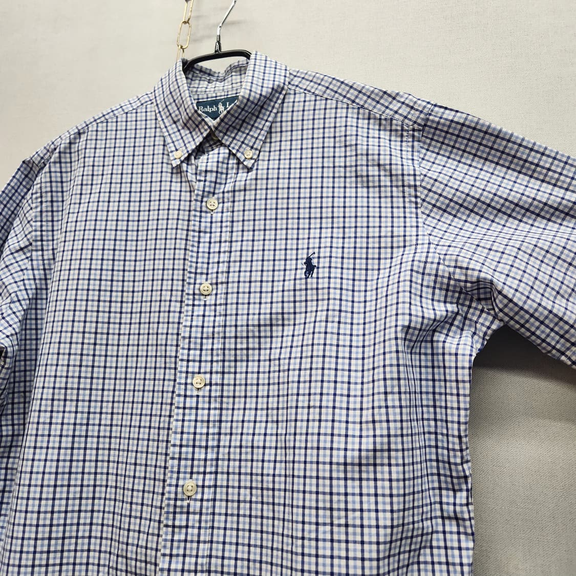 폴로랄프로렌 로고자수 체크 반팔셔츠 S(L) 상품이미지3