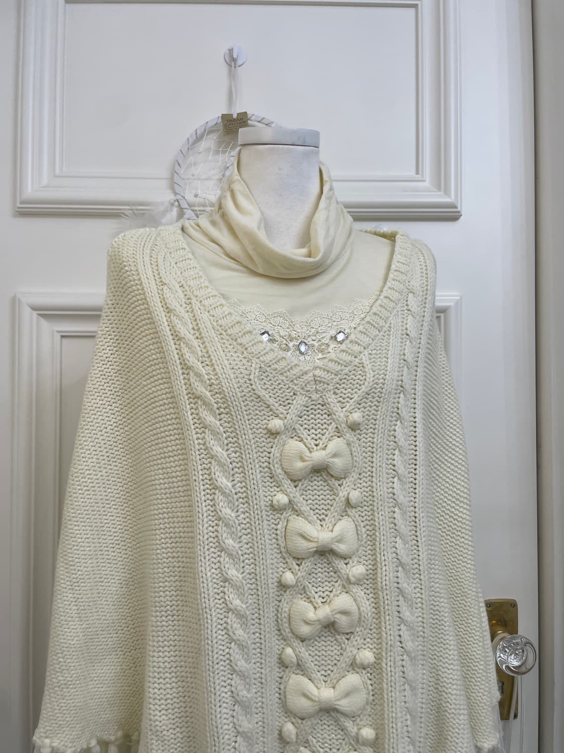 ivory bow point sweater cape&AXES FEMME 상품이미지5