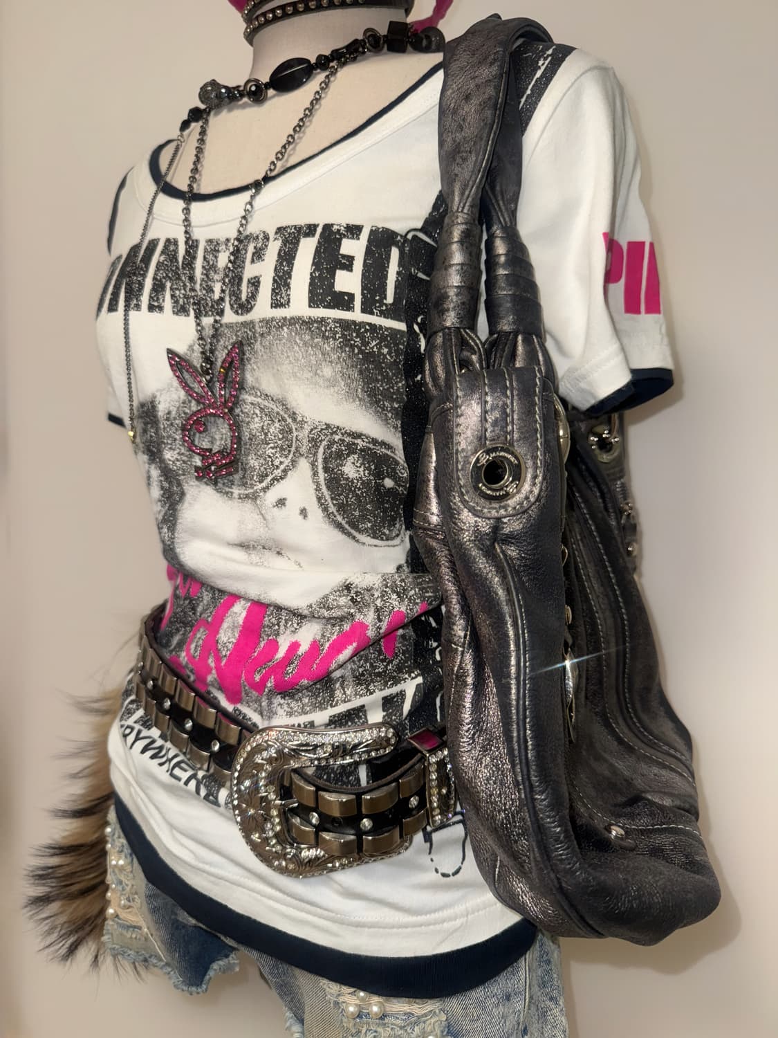 Dig deep 갸루 걸스 프린팅 탑 상품이미지5