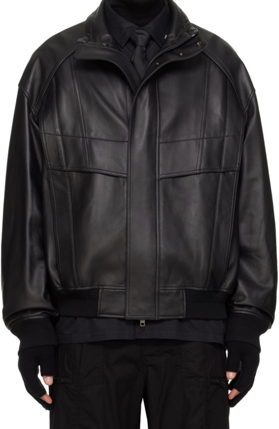 준지 24fw 279 하이넥 레더 블루종 46 상품이미지9