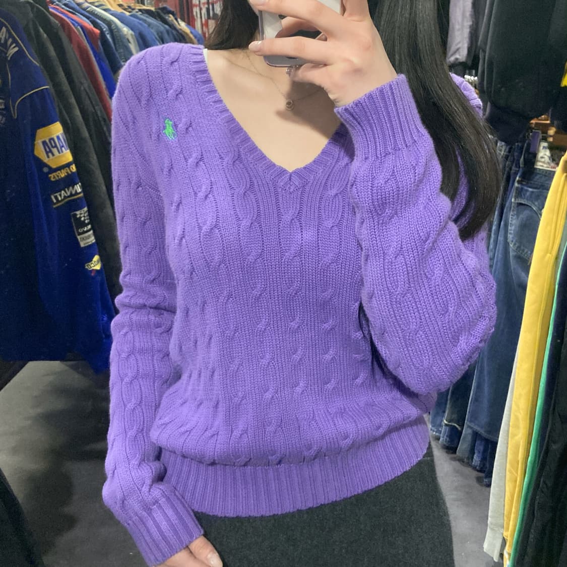[IM]  폴로 랄프로렌 스포츠 케이블 브이넥 니트 퍼플 상품이미지4