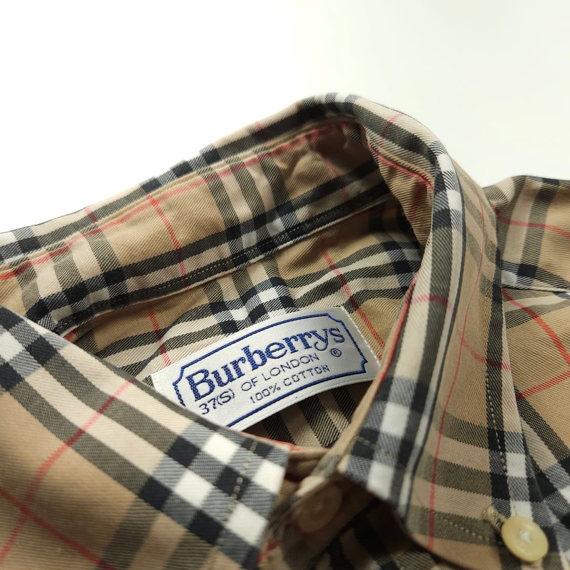 버버리 아카이브 자수로고 베이지 노바체크 셔츠 (S) 상품이미지7