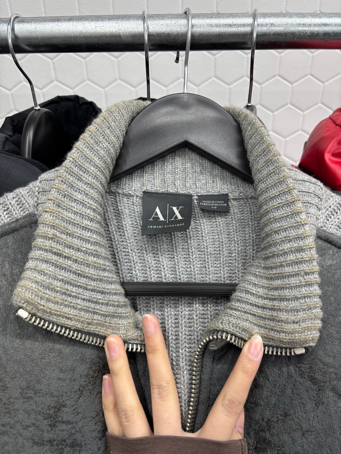 아르마니 익스체인지 스웨이드 니트 집업 상품이미지7