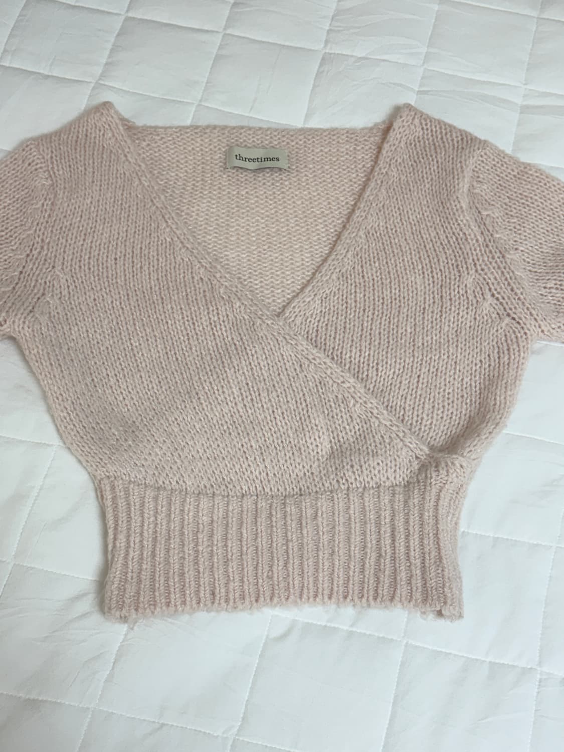 쓰리타임즈 랩 니트 탑 핑크 상품이미지5