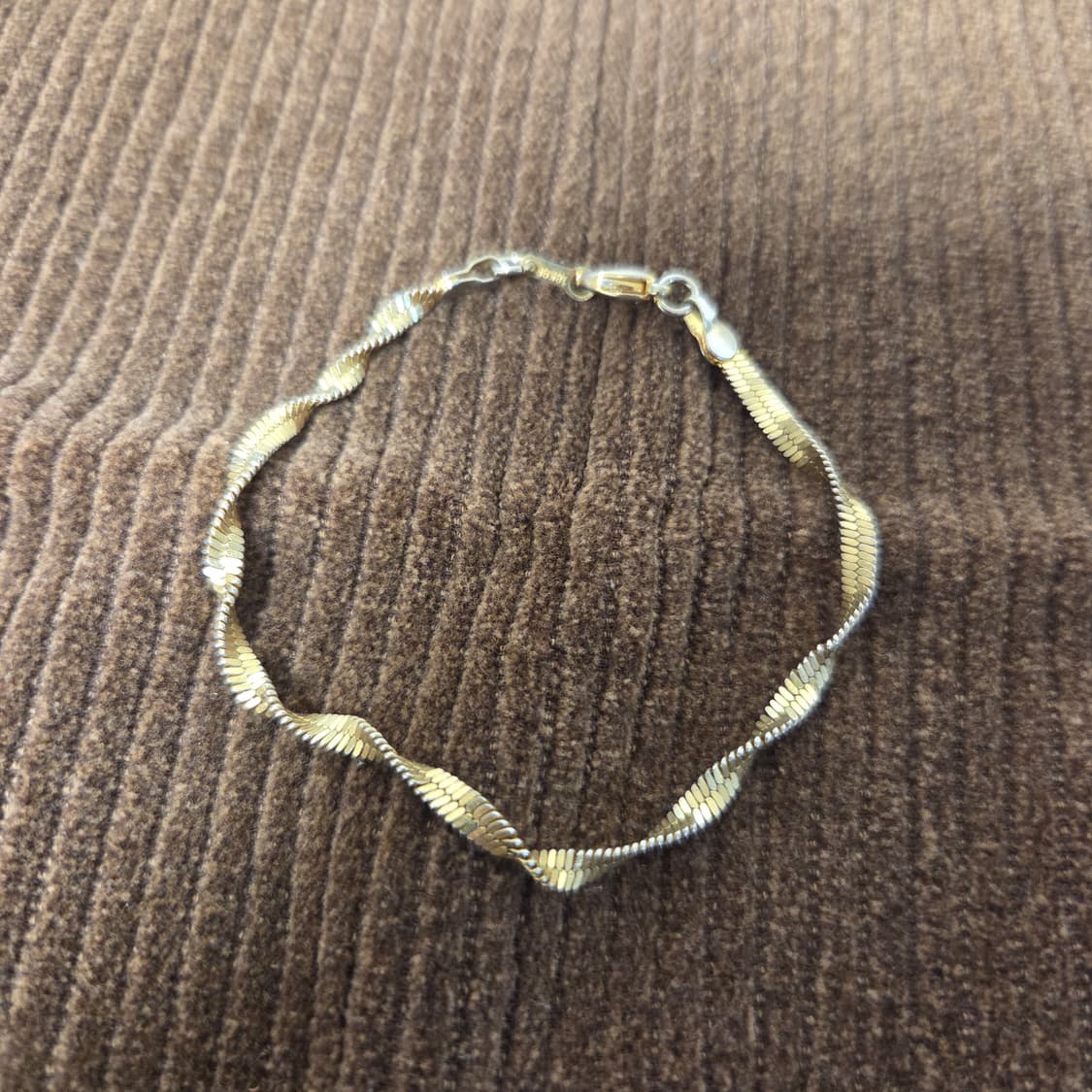 유럽 빈티지 18k 도금 헤링본 체인 팔찌 상품이미지1