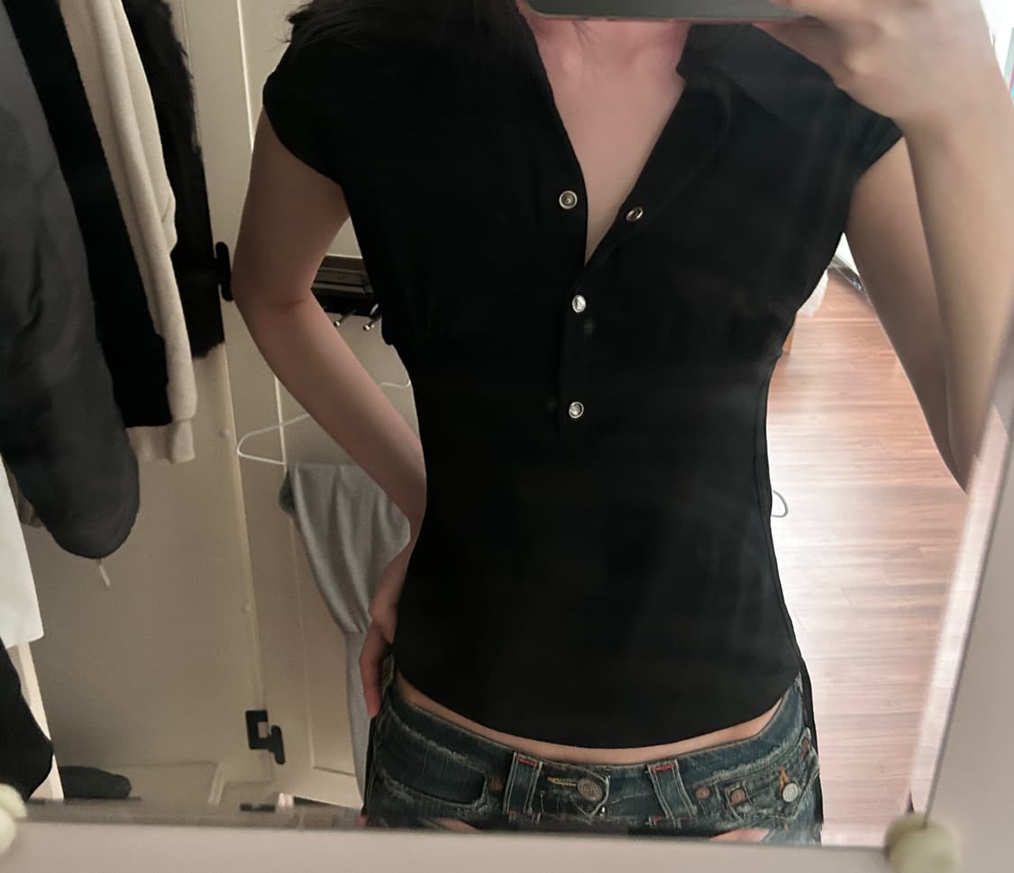 오리엔탈 캡소매 셔링 반팔티 상품이미지1