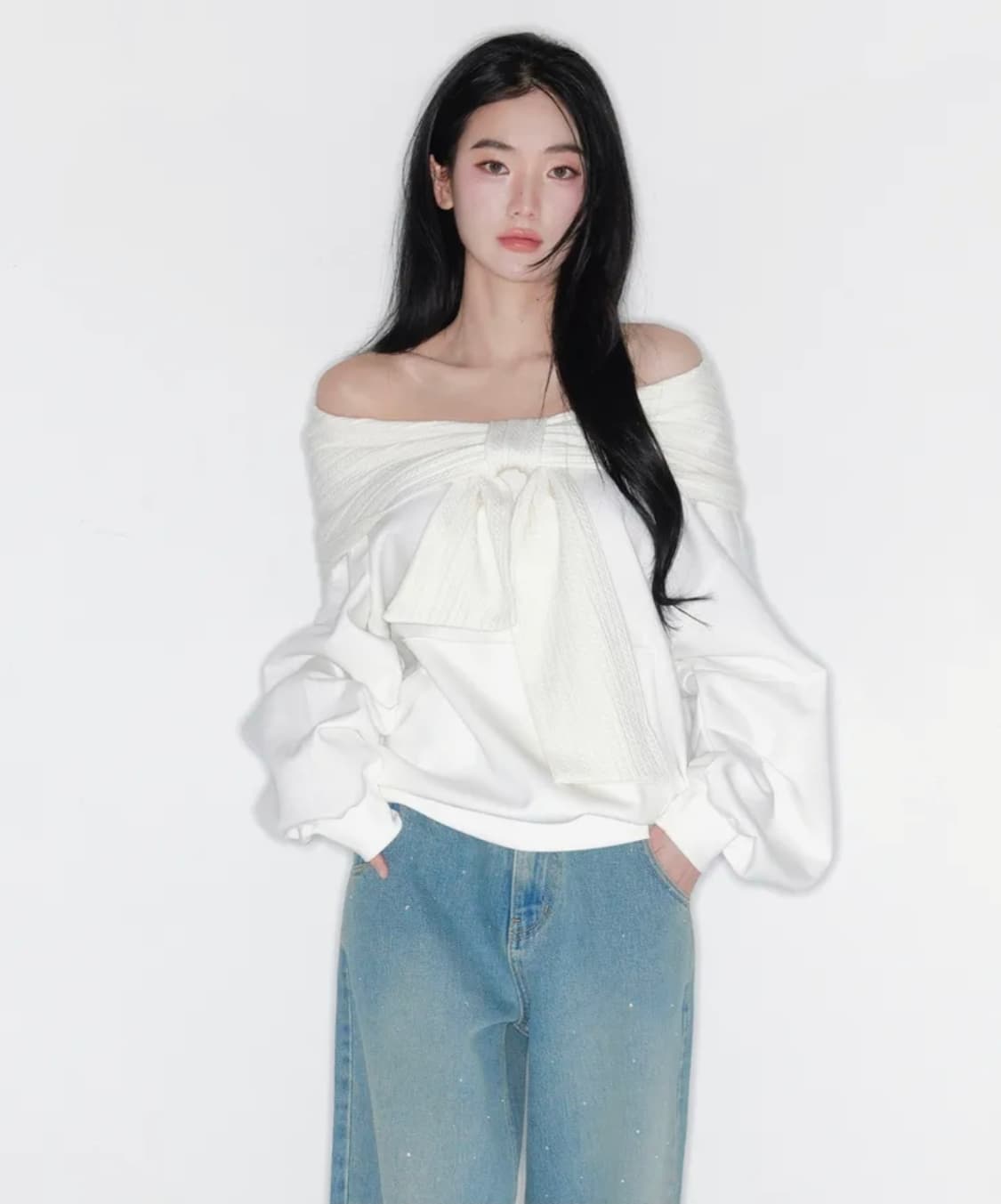 새상품)) 더티스 리본 후드 오프숄더 아이보리 TT6S201IV 상품이미지1