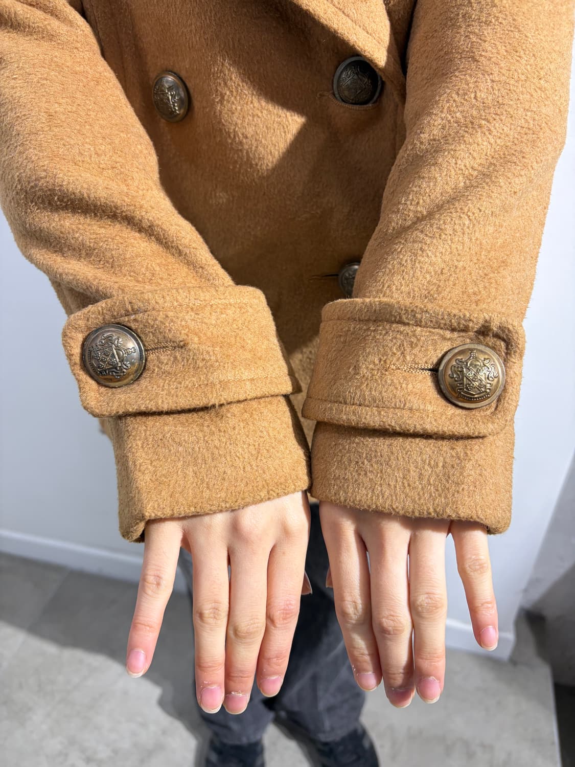 일본 빈티지 one way 모리걸 더블 버튼 카라 숏코트 상품이미지5