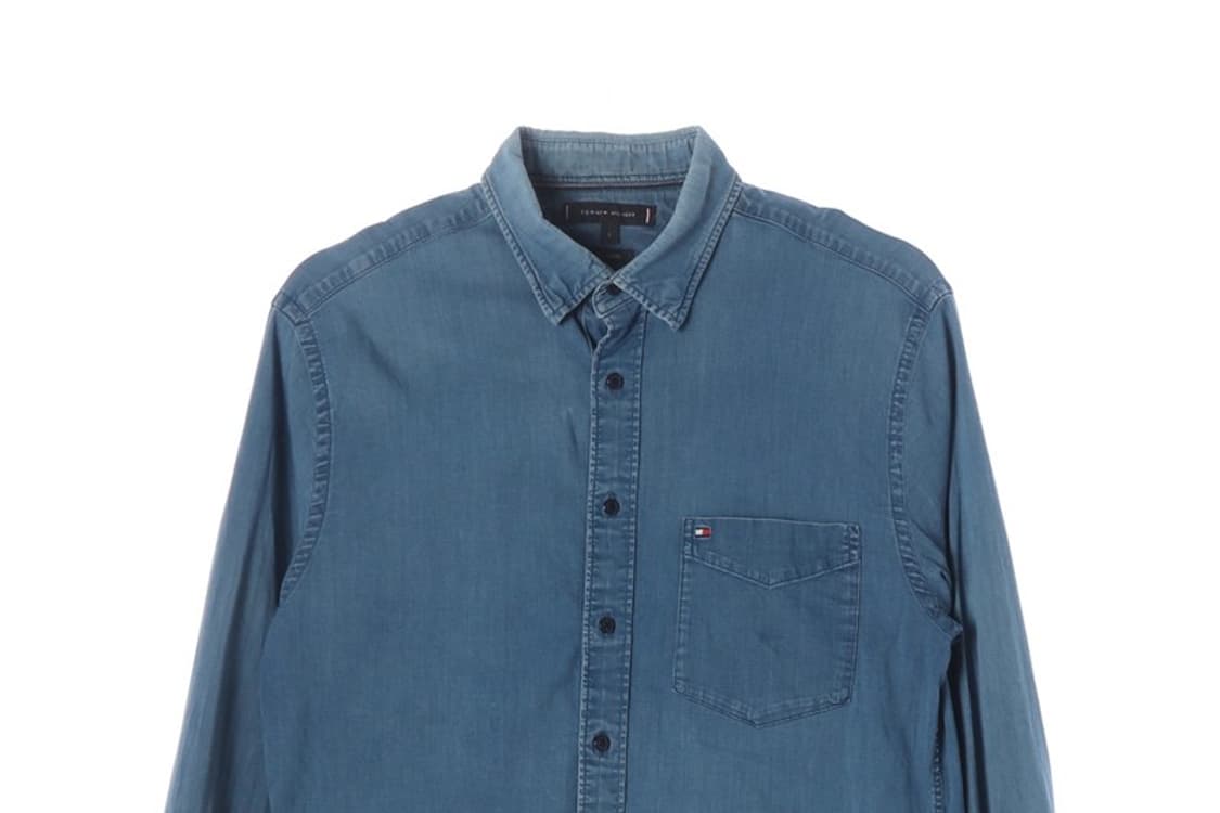 타미힐피거 플래그 로고 인디고 데님 셔츠 S 상품이미지3