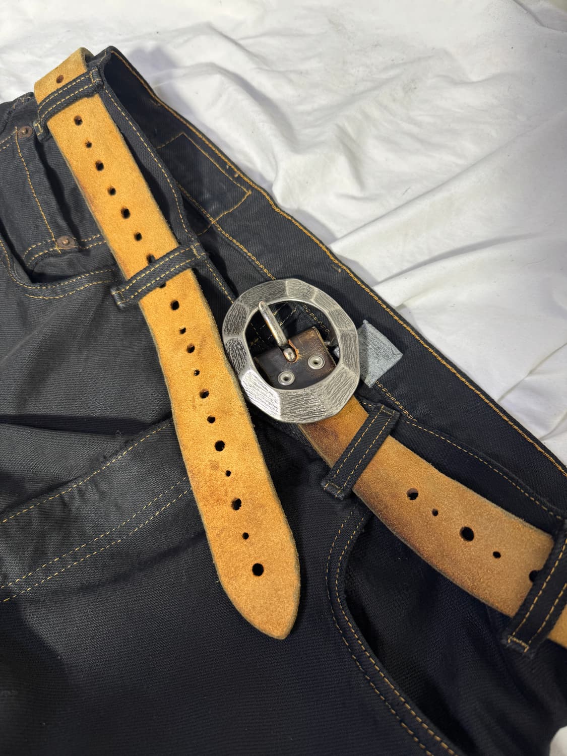 빈티지 오발 버클 레더 벨트 웨스턴 상품이미지3