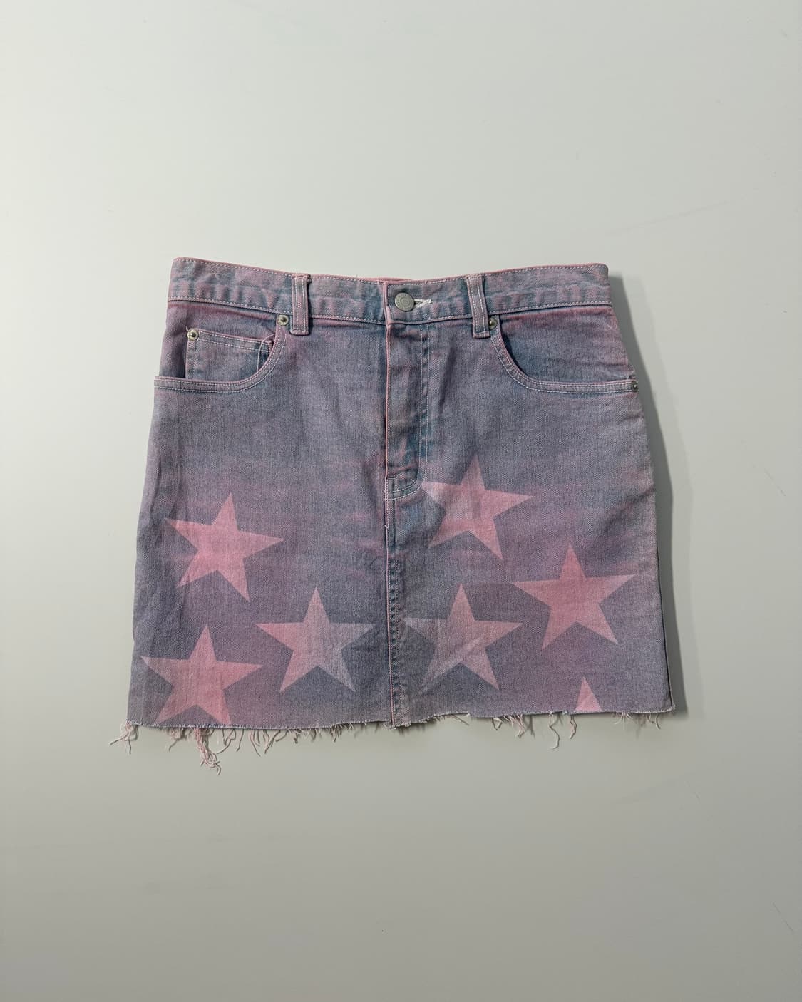 스타 프린티드 핑크 데님 스커트 상품이미지1