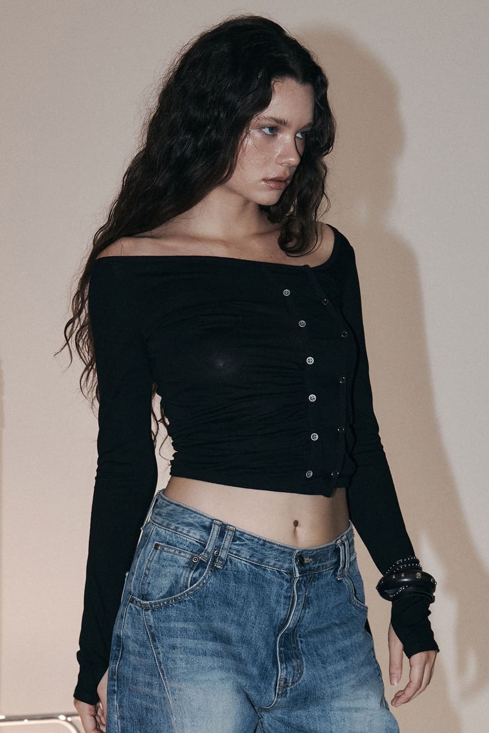 플리즈노팔로우 Dulce Unbal Button Long Sleeve T 상품이미지4