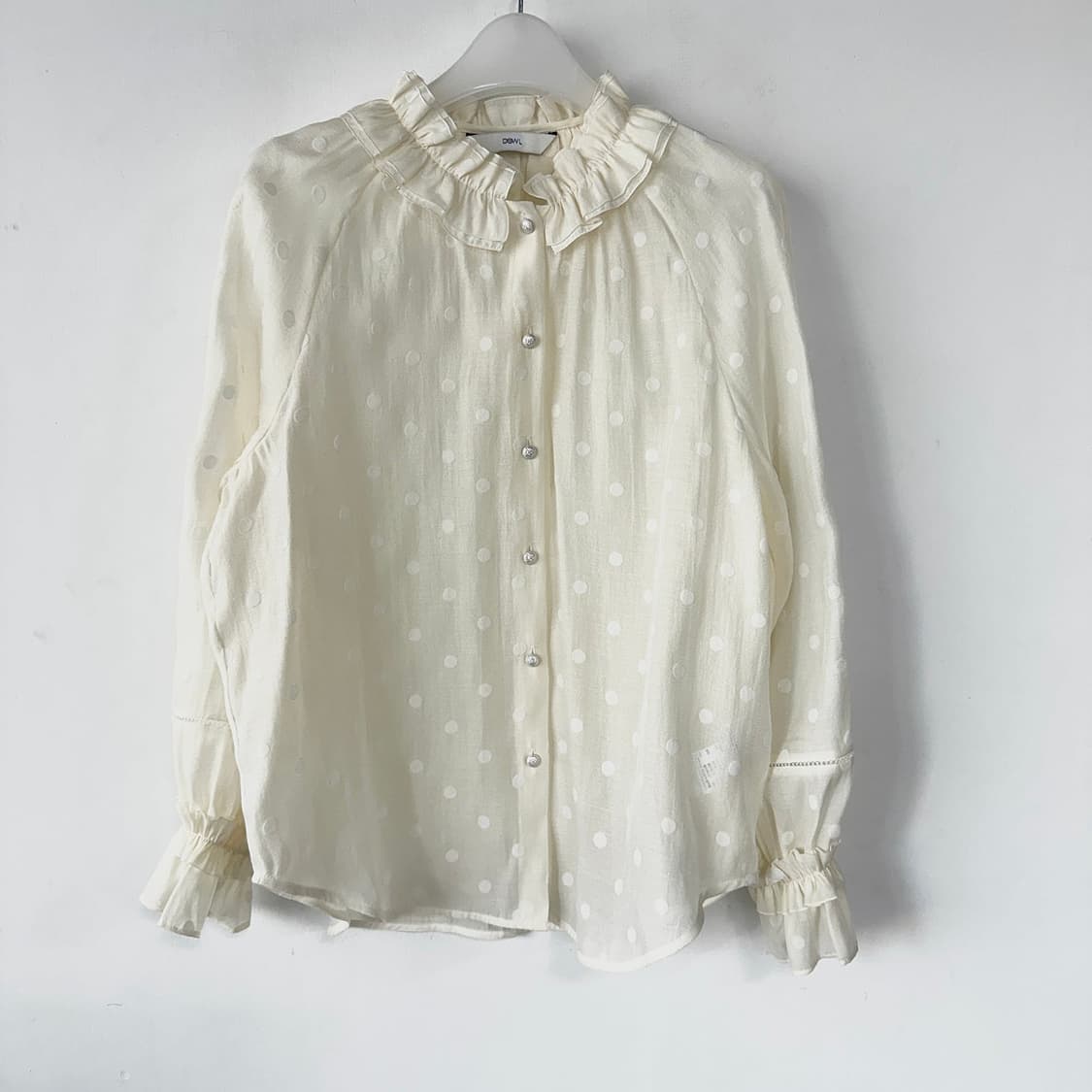 듀엘 25 셔링 넥 시어 도트 블라우스 상품이미지2