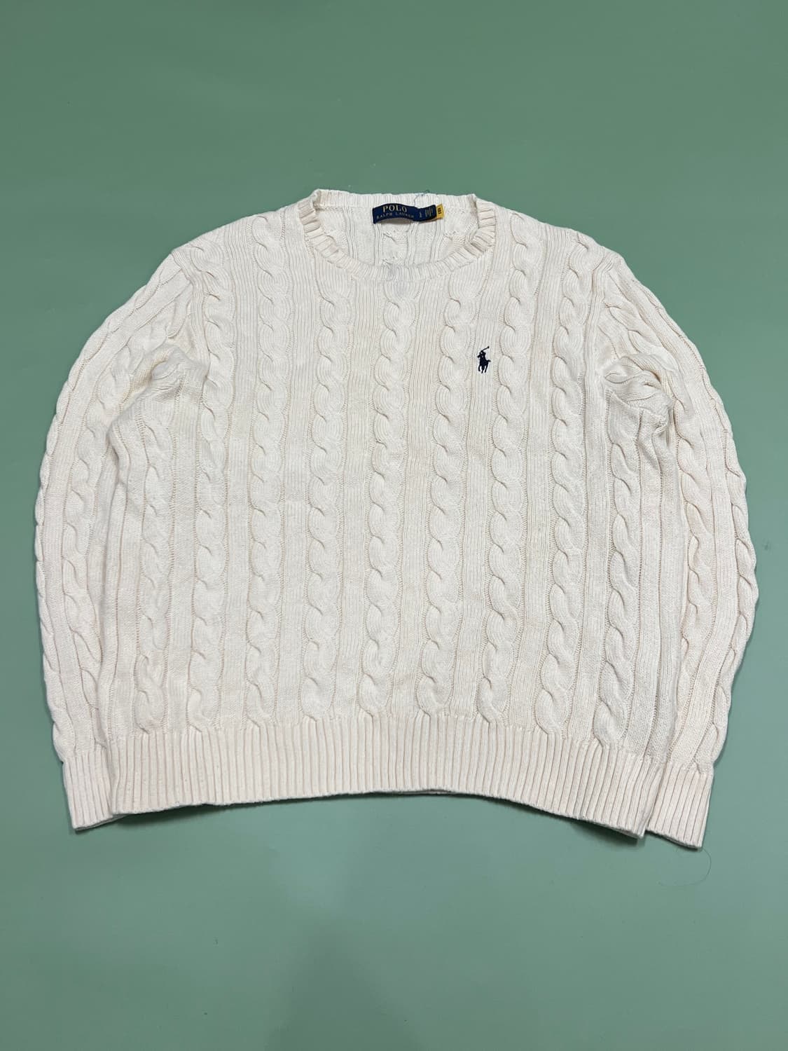 (L) 폴로 랄프로렌 라운드 케이블 꽈배기 니트 아이보리 상품이미지2