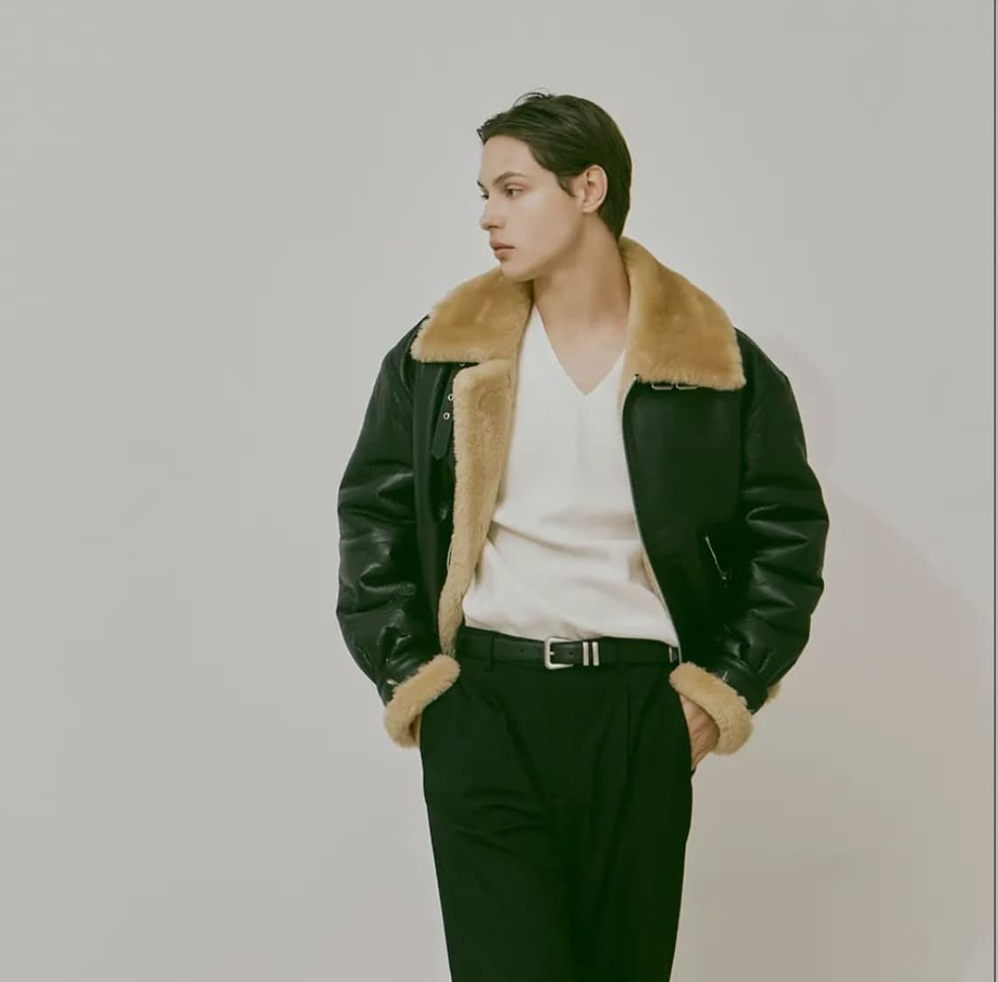 (미발매 상품) 론트 깡스타일리스트 리얼레더 브라운 무스탕 팝니다 상품이미지2