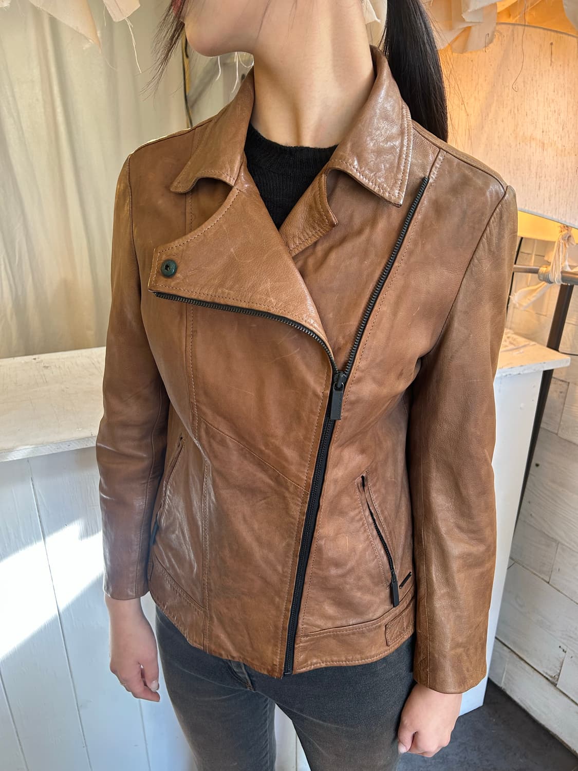 Clavin Klein Jeans 사선지퍼 가죽 자켓 상품이미지2