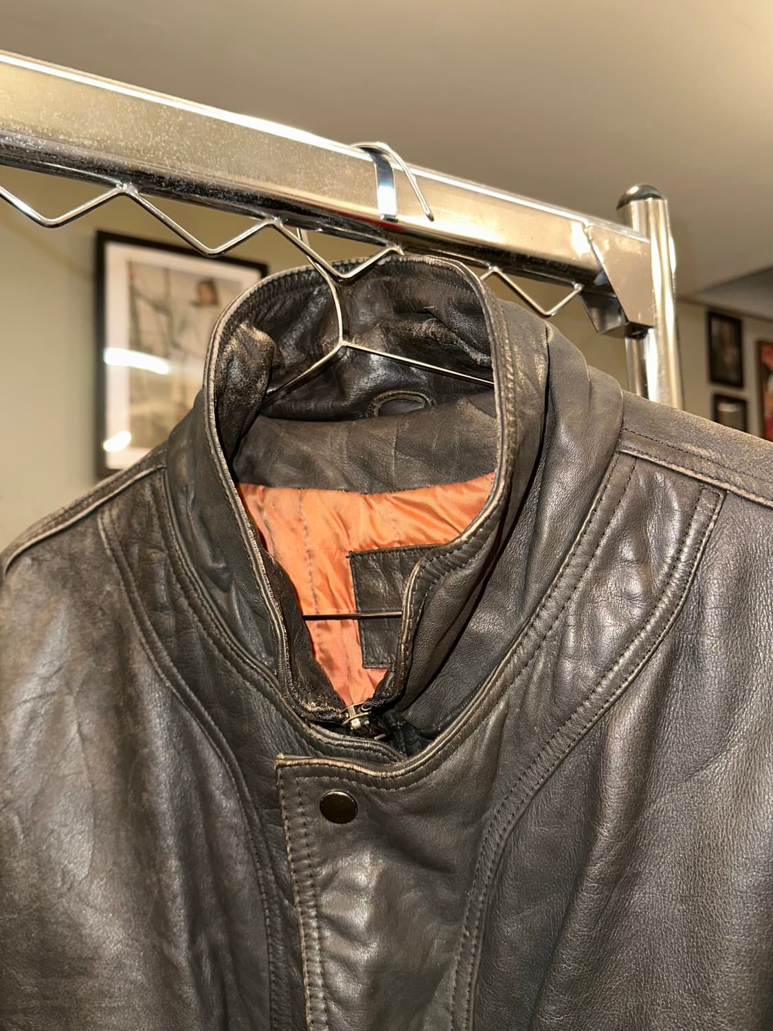 90’s Genuine leather placket bomber  상품이미지4