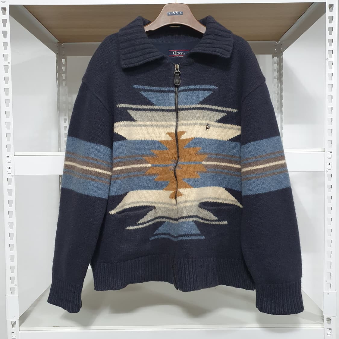 빈티지 아메카지 올젠 나바호 코위찬 헤비 니트 집업 105 상품이미지2