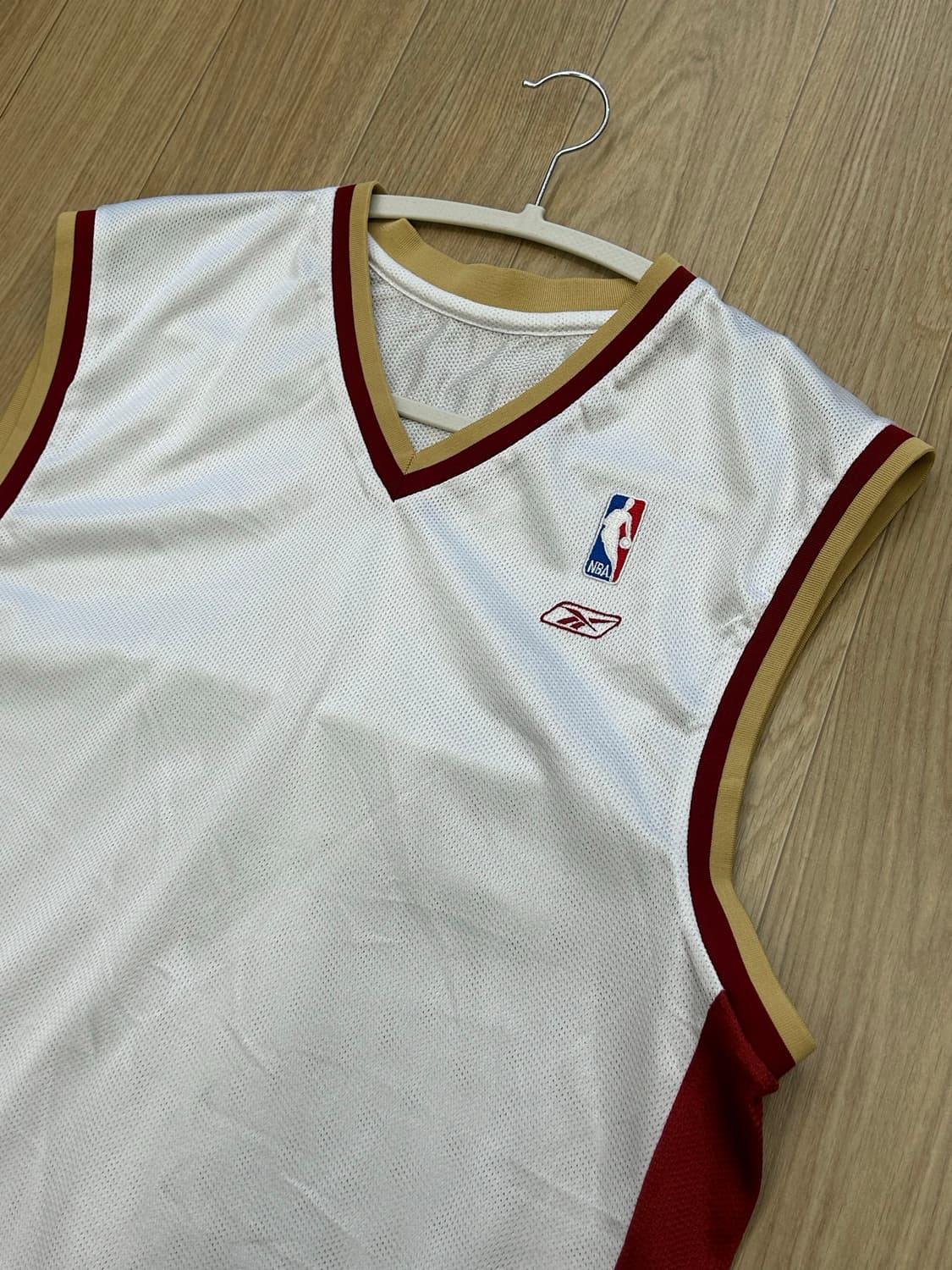 NBA 리복 올드스쿨 농구 져지 나시 화이트 레드 M 상품이미지4
