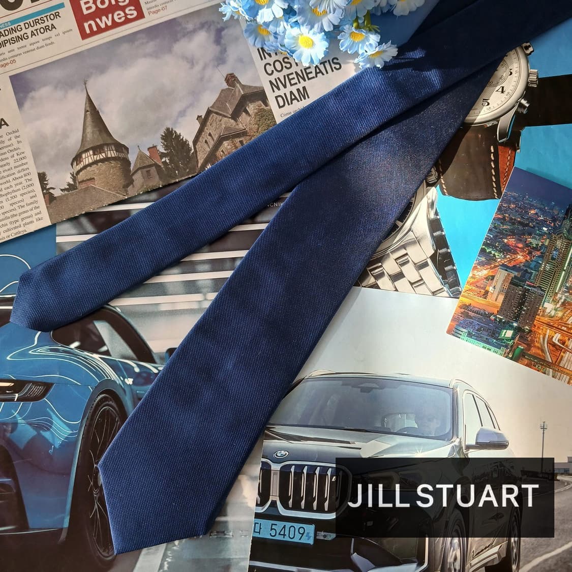 질스튜어트 실크 블루 솔리드 넥타이 6.9cm A등급 A19670 상품이미지2