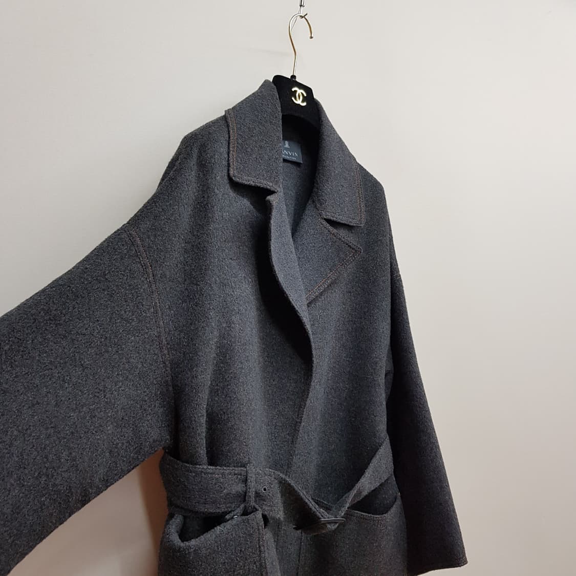 한섬 랑방 캐시미어 블렌드 벨티드 코트 82-94-160사이즈 상품이미지3