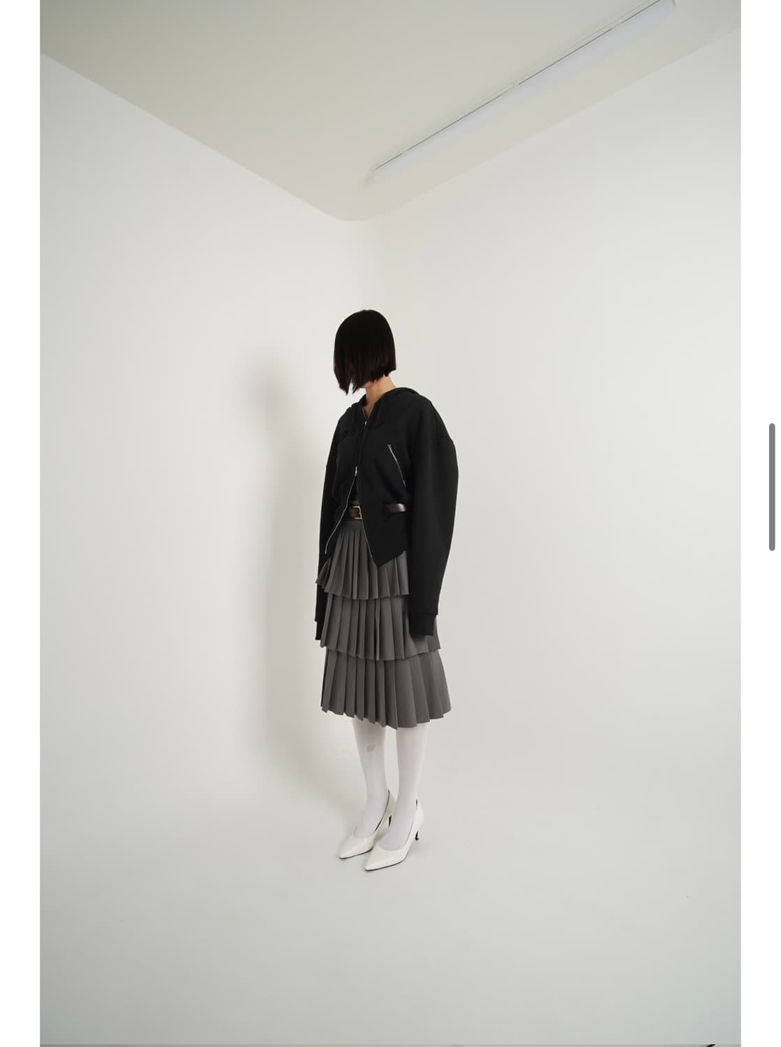 언노운블루 OG PLEATS SKIRT (GREY) 상품이미지2