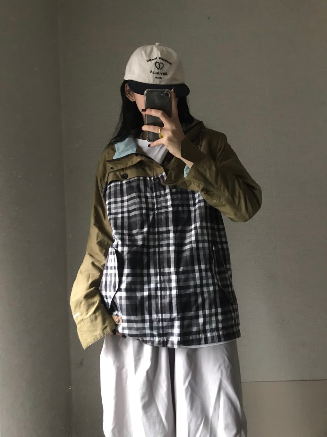 노페 카키 체크 바람막이 상품이미지5