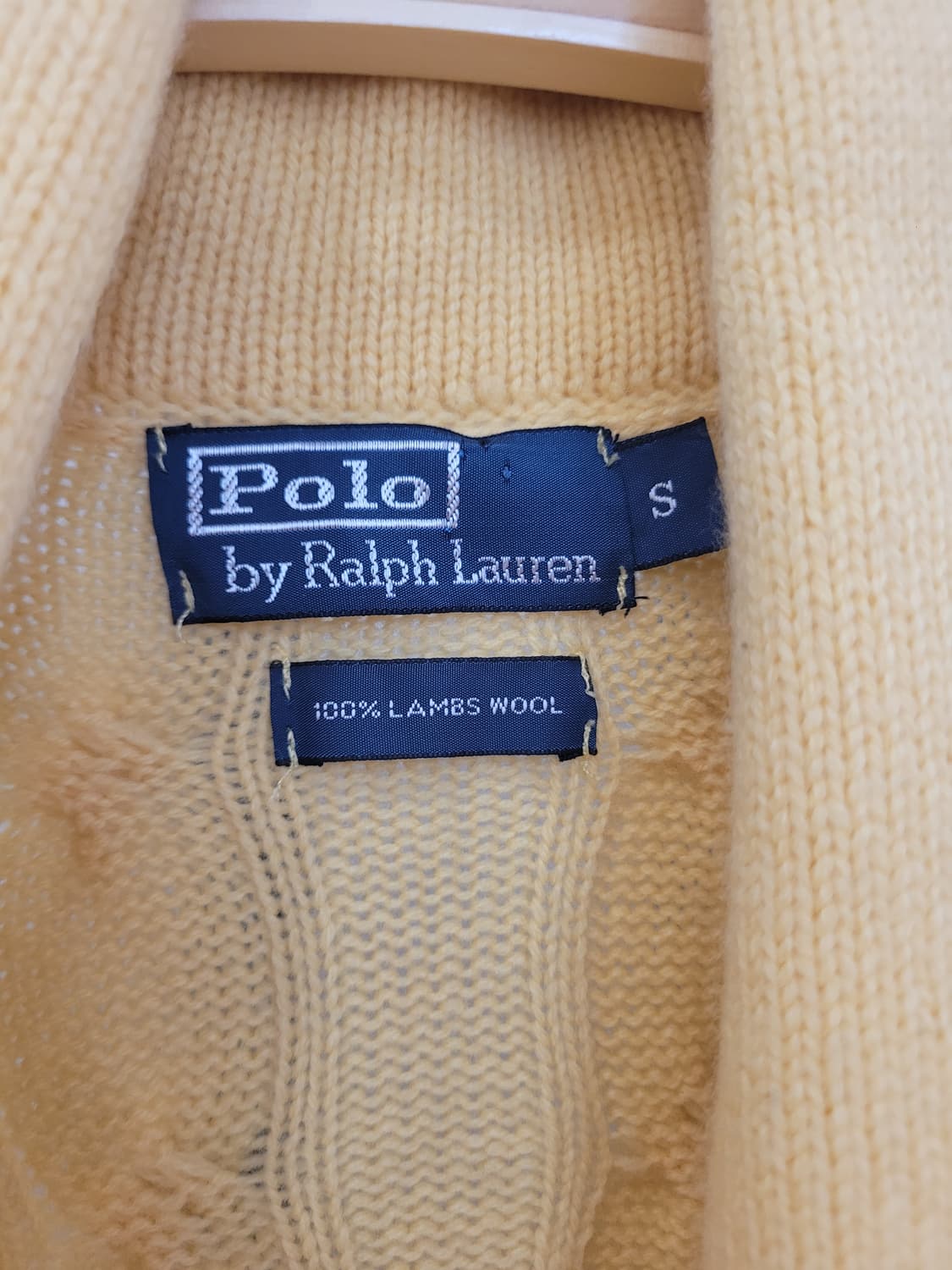 폴로 랄프로렌 램스울100 케이블 니트 숄카라 가디건 옐로우 S사이즈 상품이미지3