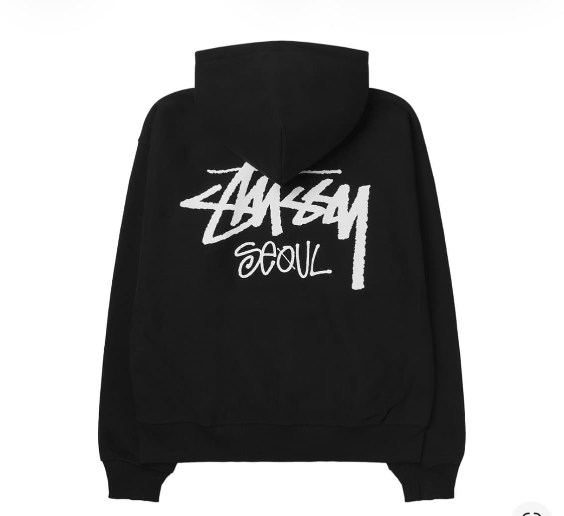 [m] 스투시 스탁 서울 후드 집업 블랙 상품이미지2