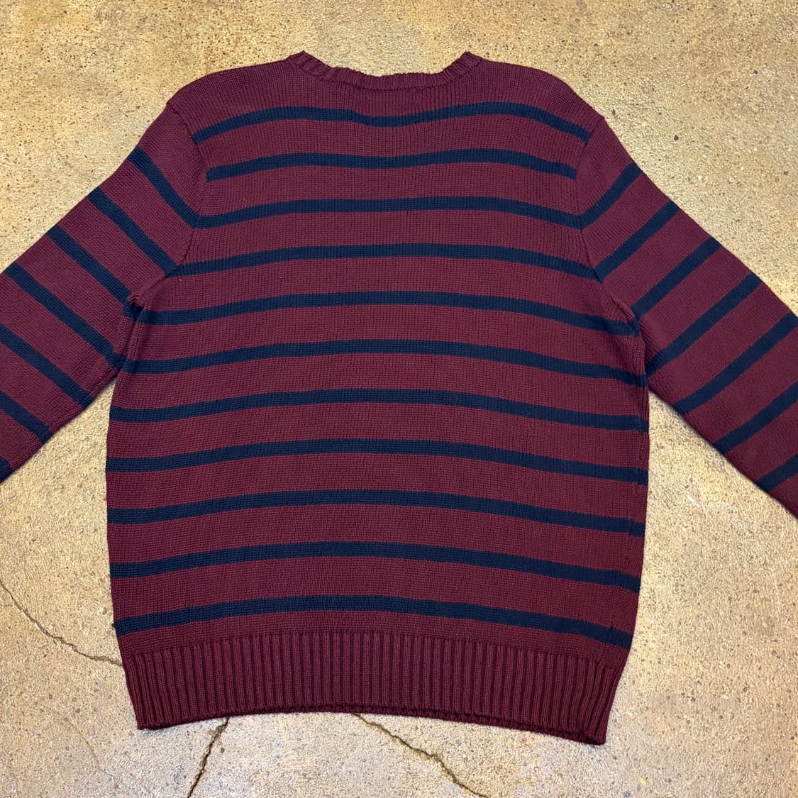 90s USA 빈티지 폴로랄프로렌 스트라이프 단가라 헤비코튼 니트 상품이미지6