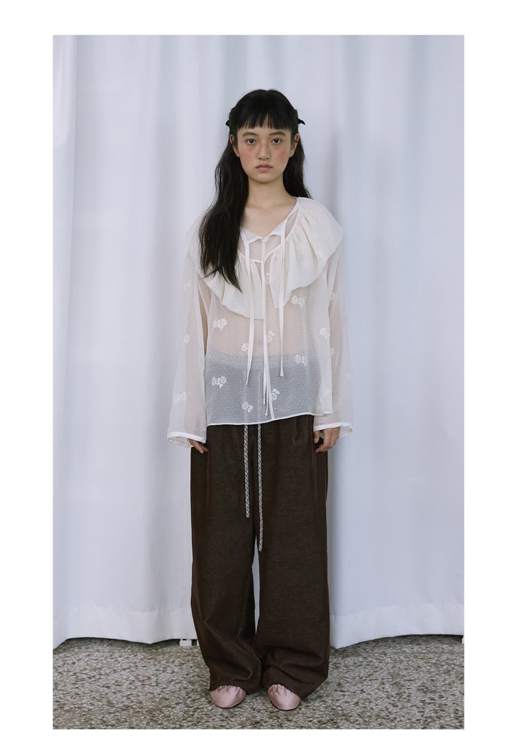 호쿠스포쿠스 poncho layered blouse ivory 상품이미지2