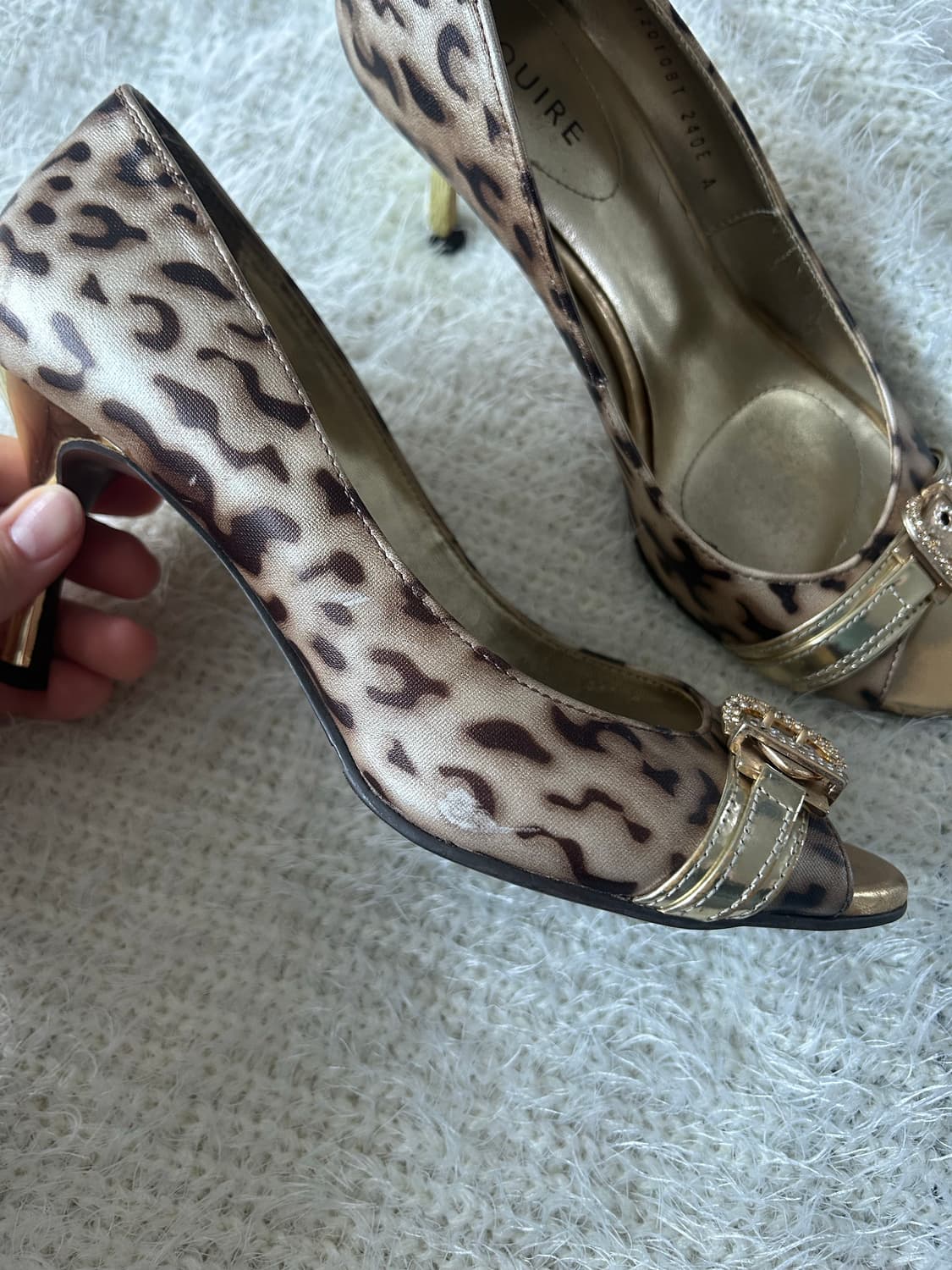 Y2k 갸루 큐빅 호피 힐 상품이미지2