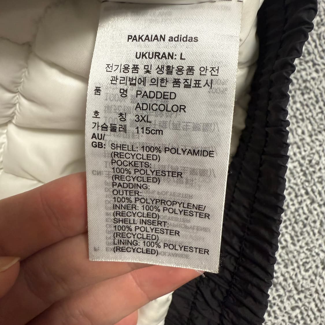 아디다스 파이어버드 범고래 패딩 3XL 블랙화이트 상품이미지4