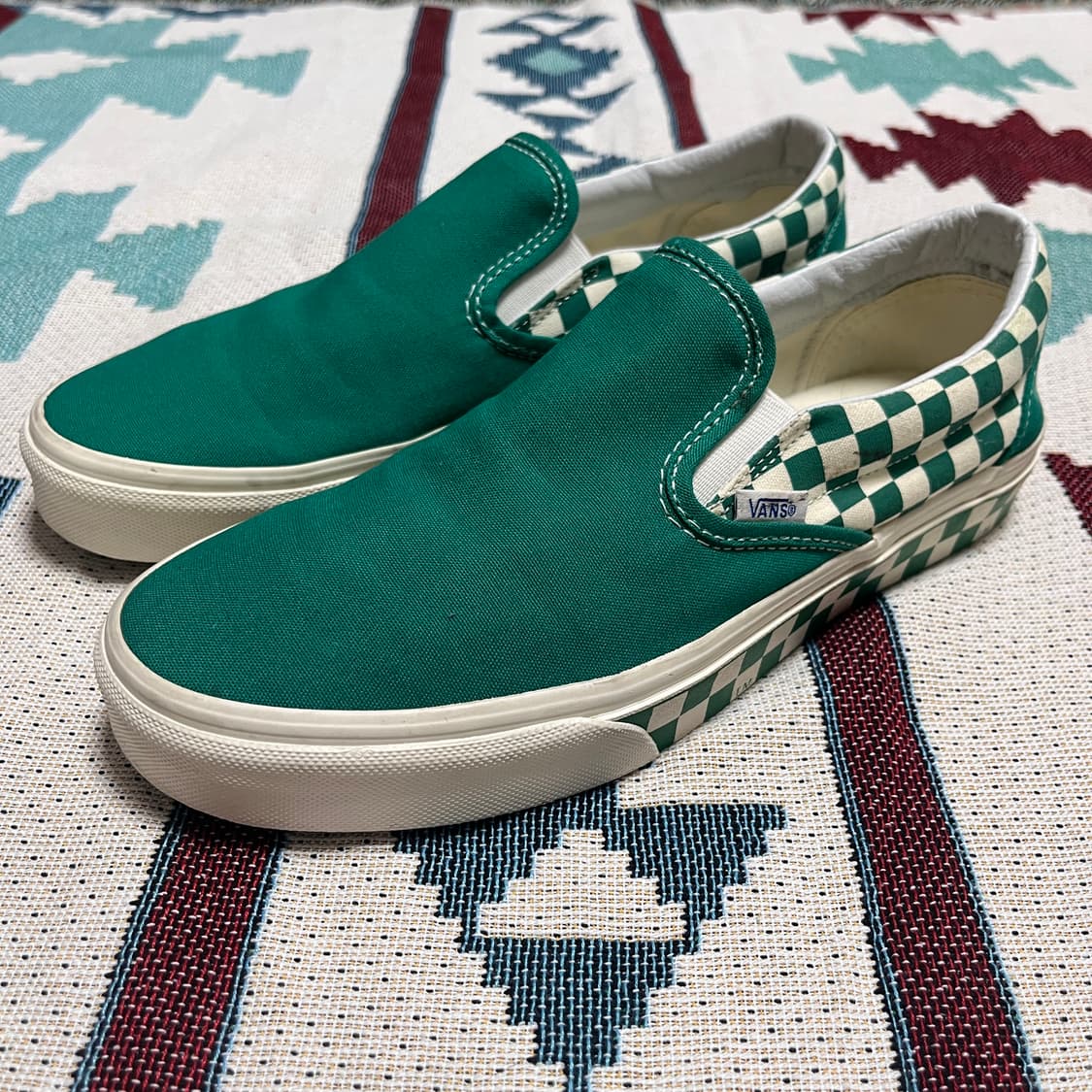 [265] Vans 반스 TM 사이드월 체커보드 슬립온 그린 상품이미지1