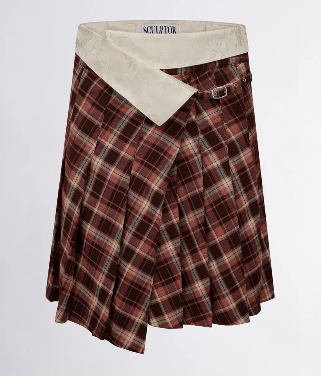 스컬프터 레드 체크 랩스커트 상품이미지1