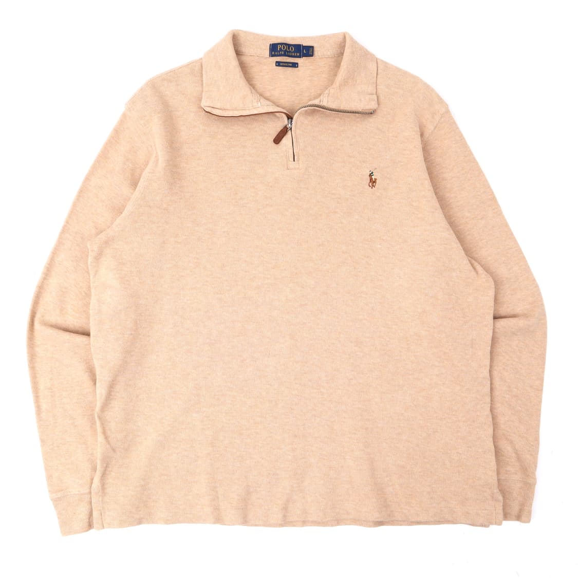 폴로 랄프로렌 베이지 하프집업 에스테이트 리브 니트 상품이미지1