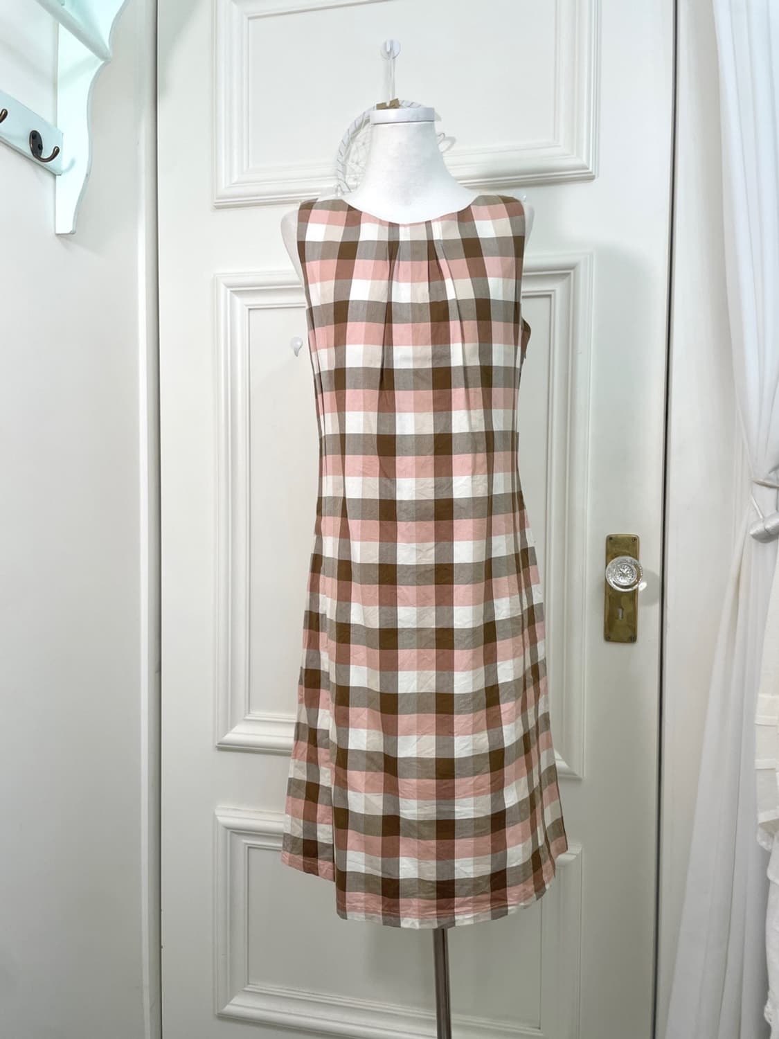 pink brown check cotton summer opc 상품이미지1