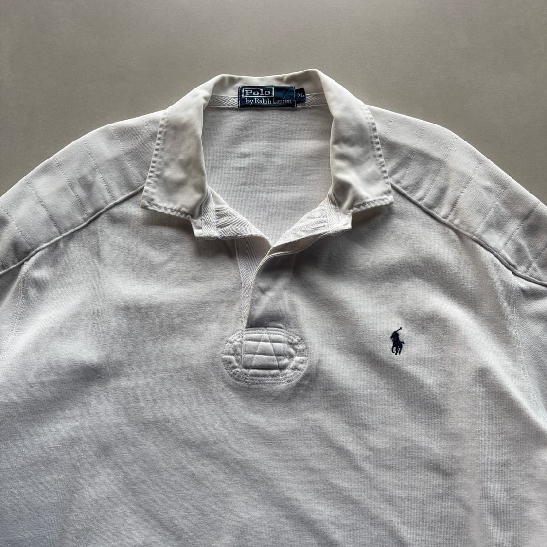 [XL]폴로 랄프로렌 숄더 엘보 패치 화이트 럭비 티셔츠 상품이미지4