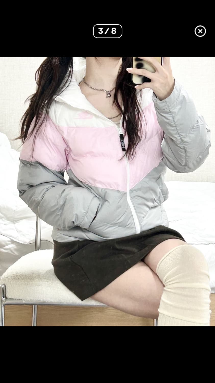 나이키 회색핑크 경량패딩 딸기우유 stc빈티지 히메갸루 상품이미지5