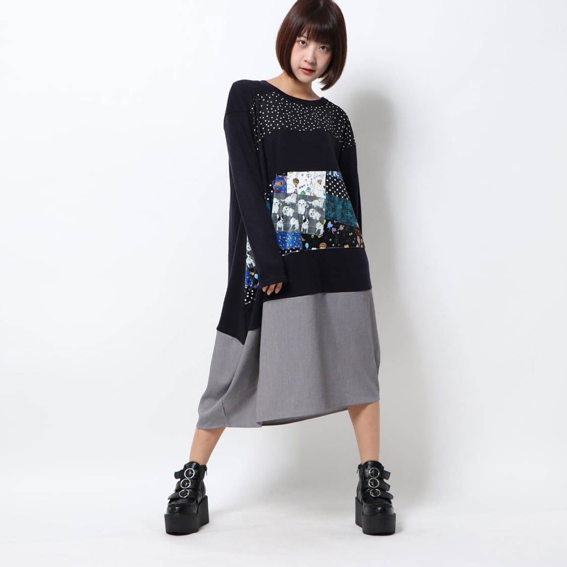 모리걸 레이어드 너드 키치 스콜라 고양이 강아지 원피스 상품이미지2