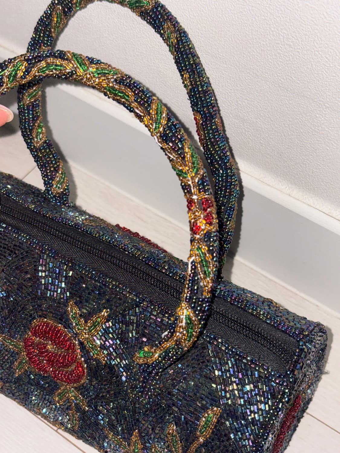 (희귀) 빈티지 오리엔탈 장미 비즈 핸드백🌹✨ 상품이미지3