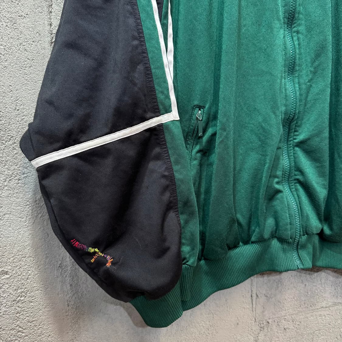 90s 아디다스 녹검 삼선 져지 트랙탑 (XL)   상품이미지3