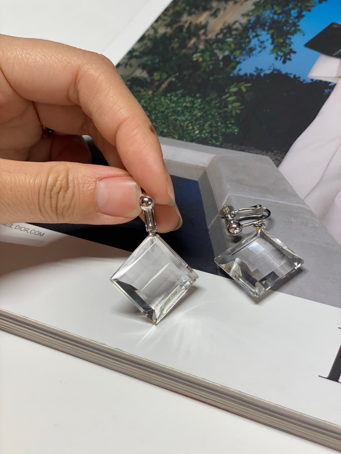 투명 크리스탈 귀걸이 귀찌 상품이미지1