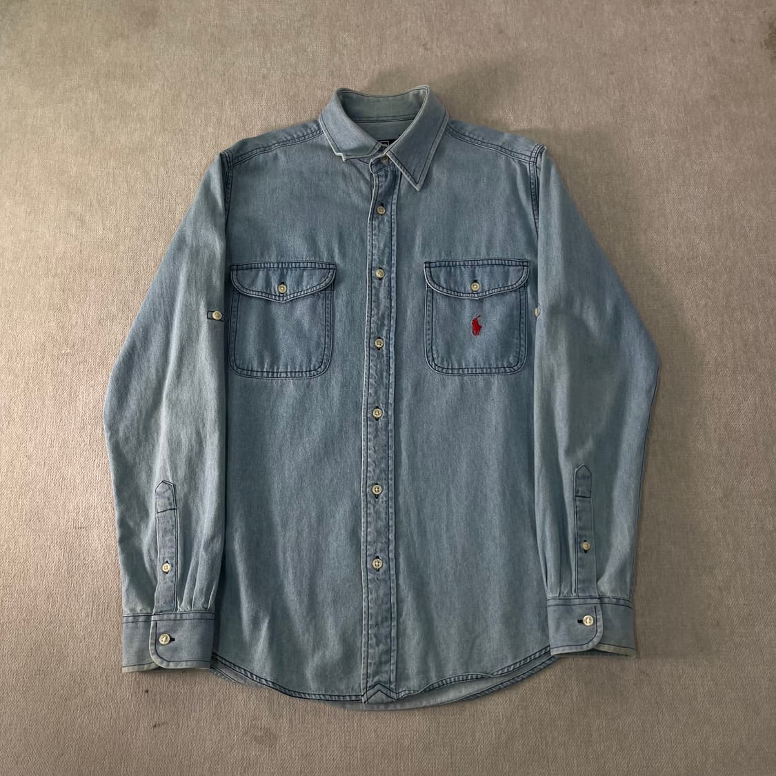 95 폴로랄프로렌 90s 성조기 포니 데님 셔츠 상품이미지1
