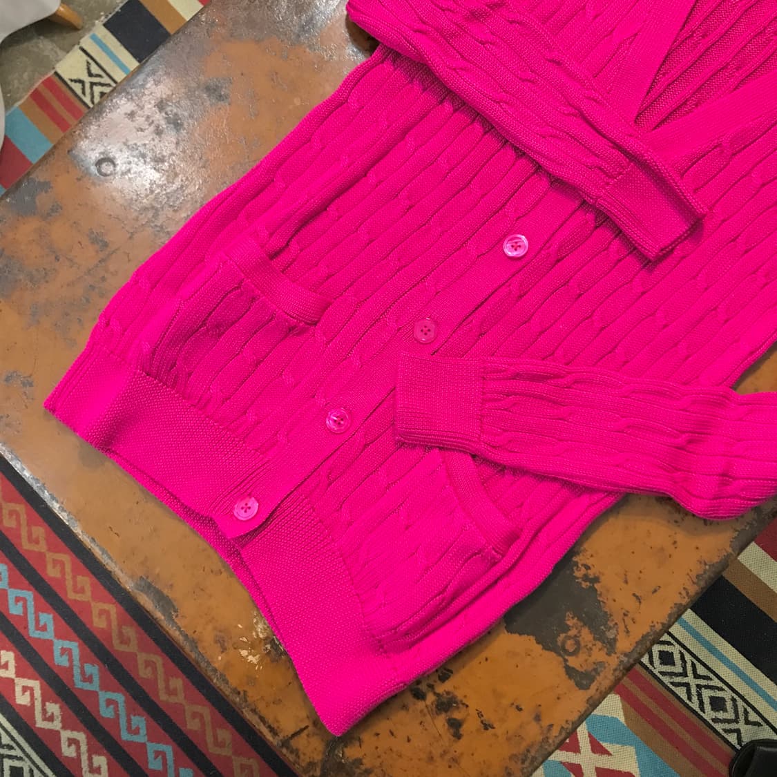 폴로랄프로렌 마젠타 핑크 코튼 케이블 롱 가디건 여성 55 66  상품이미지4