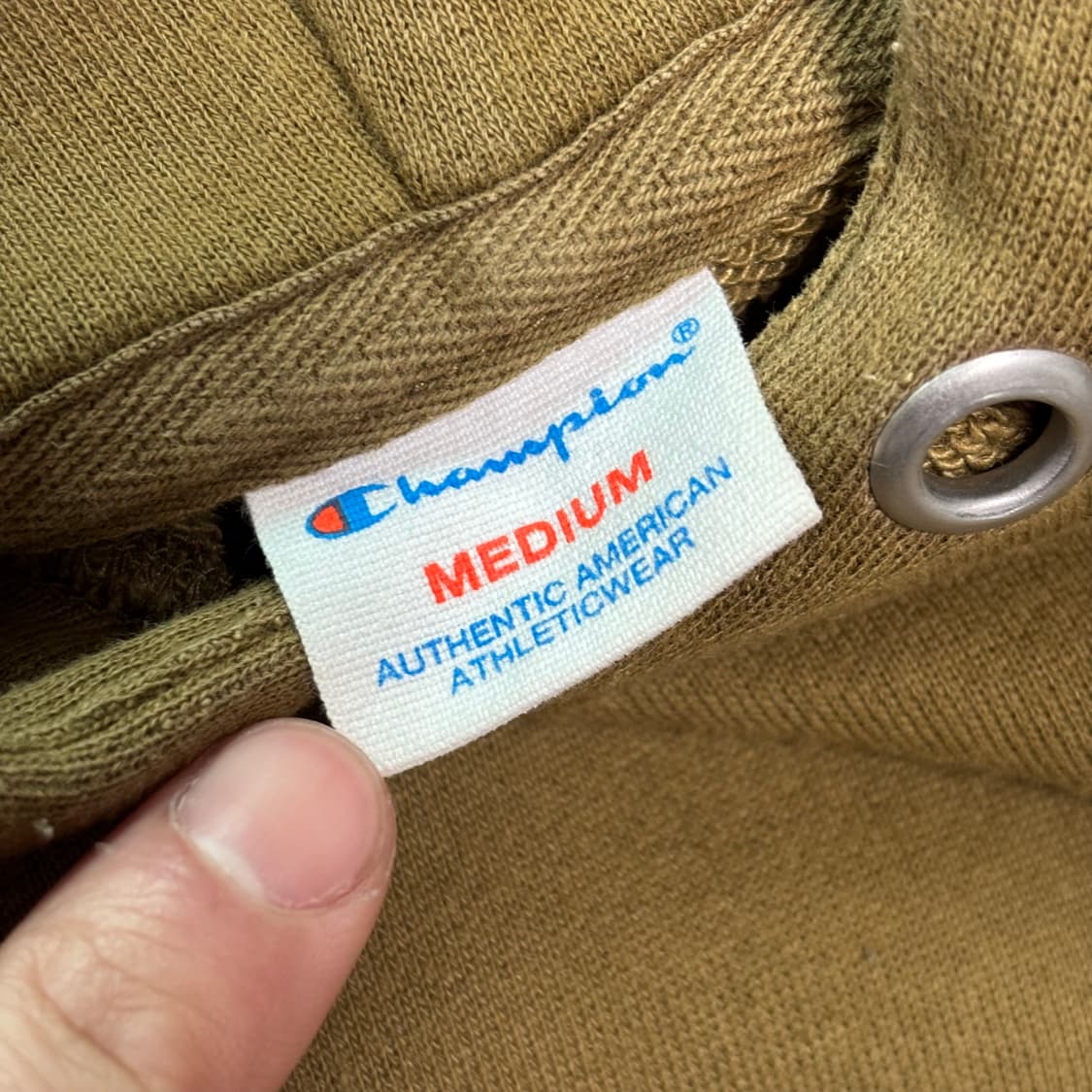 챔피온 스몰 로고 자수 카키 브라운 후드 티셔츠 상품이미지4