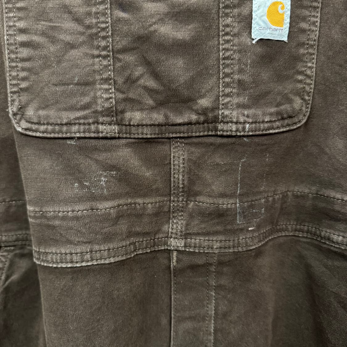 칼하트 오리지널 워크웨어 오버롤 멜빵 더블니 포인트 다크브라운 상품이미지8