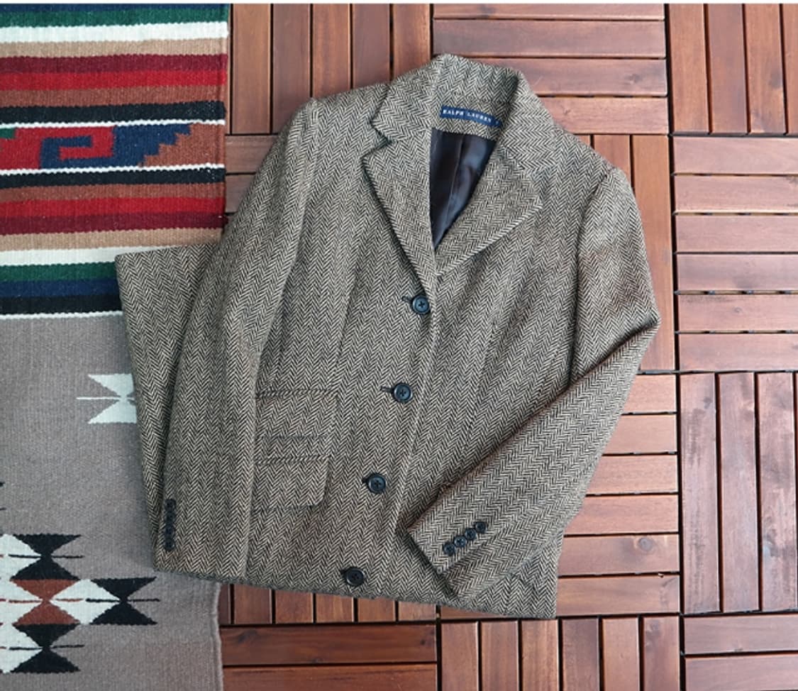 랄프로렌 양모,알파카 헤링본 롱 코트~우먼44~55 상품이미지1