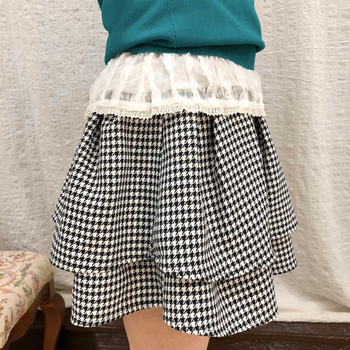 Houndstooth flare mini skirt 상품이미지3