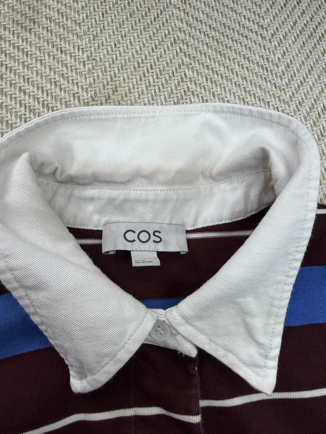 정품) COS 코스 남성 오버핏 스트라이프 럭비 카라티 M 상품이미지5